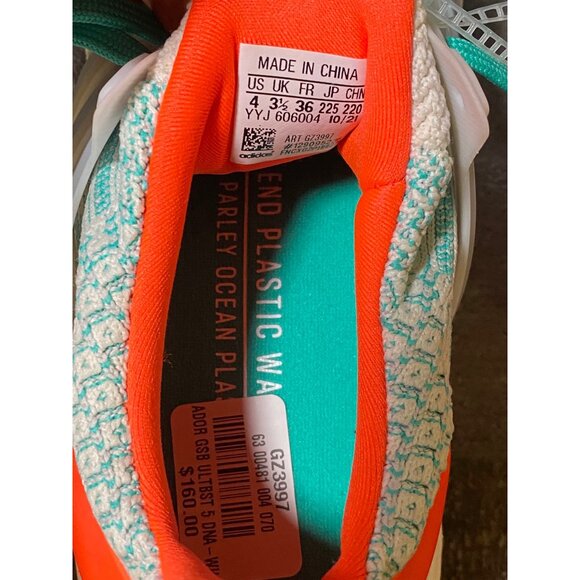 KID'S Adidas SIZE 4Y  UltraBoost 5.0 DNA J White Mint Rush GZ3997 NEW - Picture 12 of 12